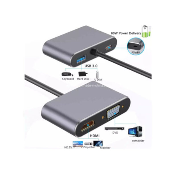 Hay-tech Type-c to HDMI+VGA+USB3.0+Type-C - Image 3